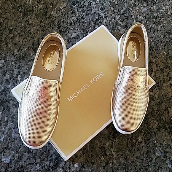 michael kors gold slip on sneakers